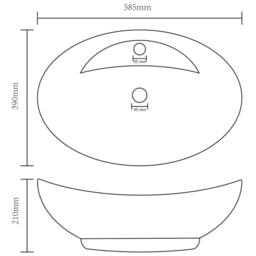 Berkfield Home Luxury Basin Overflow Oval Matt Black 58.5x39 cm Ceramic - thumbnail 7