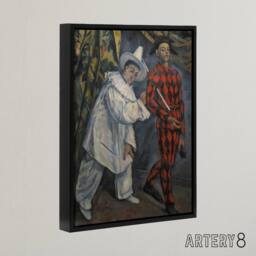 "Artery8 Mardi Gras Pierrot Clown & Harlequin Cezanne Framed Canvas Wall Art - Size: W12"" x H16""" - thumbnail 2