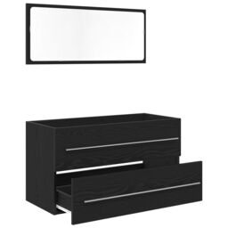 Berkfield Home Sink Cabinet with Mirror Black Oak 90x45x1, 5 cm Engineered Wood - thumbnail 5