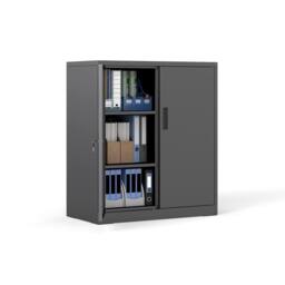 Gymax 80 x 91 cm Lockable Tool Cabinet 2-Door File Pantry Cabinet Black - thumbnail 1