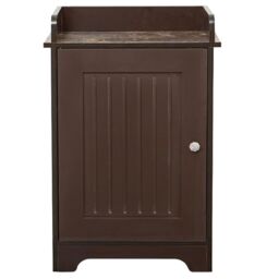 Gr8 Home Bathroom Storage Floor Cabinet Wooden Brown Door Cupboard Shelves Organiser Unit in Dark Brown - thumbnail 3