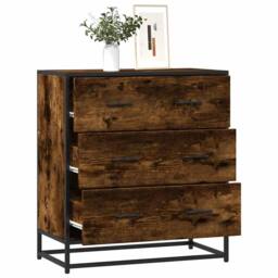 Berkfield Home Sideboard Smoked Oak 68x35x76 cm Engineered Wood & Metal in Brown - Size: 68 x 35 x 76 cm - thumbnail 2