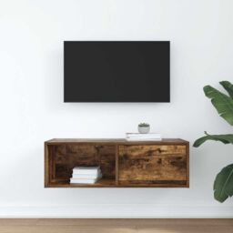 Berkfield Home TV Cabinet Smoked Oak 80x31x25.5 cm Engineered Wood in Brown - thumbnail 3