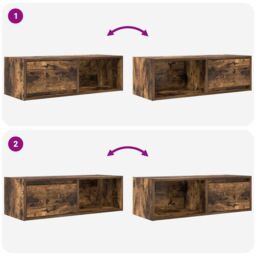 Berkfield Home TV Cabinet Smoked Oak 80x31x25.5 cm Engineered Wood in Brown - thumbnail 9