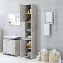 Berkfield Home Bathroom Cabinet Concrete Grey 30x30x183.5 cm Engineered Wood - thumbnail 3