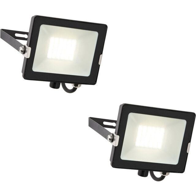 Loops 2 PACK Outdoor Waterproof LED Floodlight - 30W Cool White LED - Matt Black - image 1