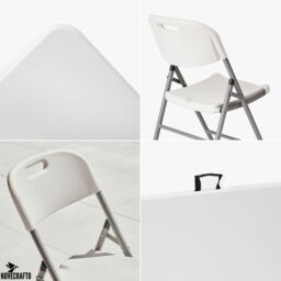 Novecrafto 6ft Folding Table & 4 Folding Chairs Set - Heavy-Duty HDPE, Steel Frames Camping Table & Chairs for Indoor/Outdoor Use in White - thumbnail 6