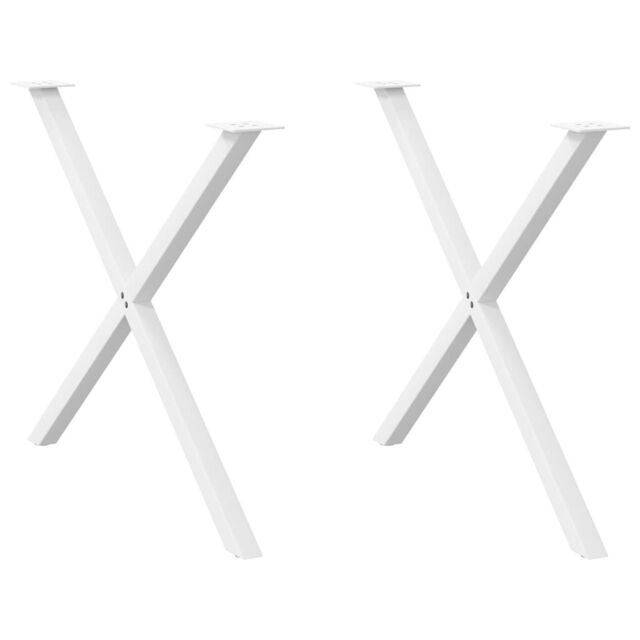 Berkfield Home Dining Table Legs X-Shaped 2 pcs White 90x(72-73) cm Steel - image 1