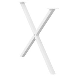Berkfield Home Dining Table Legs X-Shaped 2 pcs White 90x(72-73) cm Steel - thumbnail 4