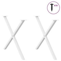 Berkfield Home Dining Table Legs X-Shaped 2 pcs White 90x(72-73) cm Steel - thumbnail 3