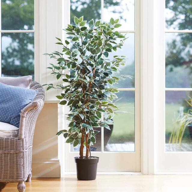 mysmartbuy Artificial Weeping Fig Plant - Faux Tall Green Houseplant Tree in Pot - image 1