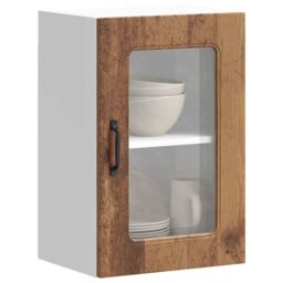 Berkfield Home Kitchen Wall Cabinet with Glass Door Kalmar Old Wood Engineered Wood in Brown - thumbnail 1