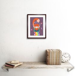 "Artery8 Wall Art Print Fox Astronaut Art Framed 9x7 inch in Brown - Size: W7"" x H9""" - thumbnail 2