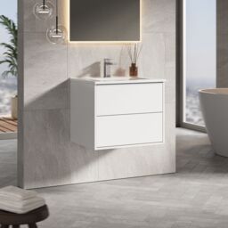 Banyetti Venti 600mm Wall Hung Vanity Unit with Lira Basin - Matt White - thumbnail 3