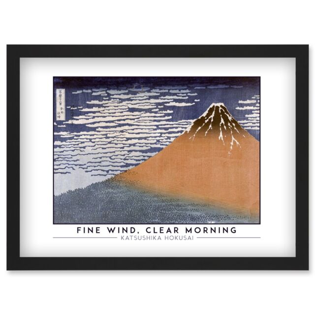 Artery8 Katsushika Hokusai Fine Wind, Clear Morning Mount Fuji Painting Artwork Framed Wall Art Print A4 in Black - image 1