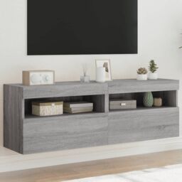 Berkfield Home TV Wall Cabinets with LED Lights 2 pcs Grey Sonoma 60x30x40 cm - Size: 60 x 30 x 40 cm - thumbnail 1