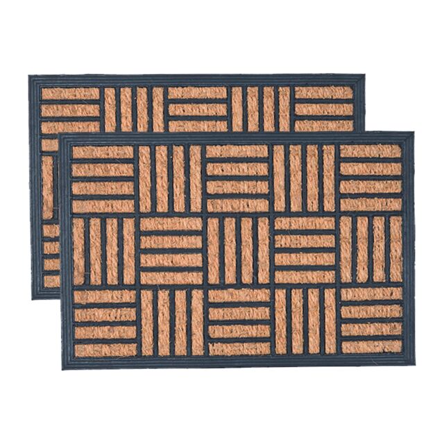 Nicola Spring Heavy Duty Door Mats - 60 x 40cm - Mosaic - Set of 2 in Black - Size: 40 cm x 60 cm - image 1