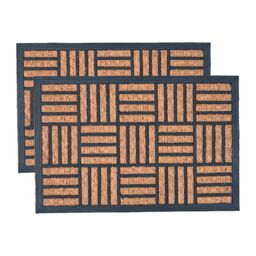Nicola Spring Heavy Duty Door Mats - 60 x 40cm - Mosaic - Set of 2 in Black - Size: 40 cm x 60 cm - thumbnail 1