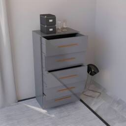 MN Furniture High Gloss Chest of Drawers 5 Drawer Storage Unit Grey - thumbnail 2