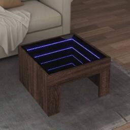 Berkfield Home Coffee Table with Infinity LED Brown Oak 50x50x30 cm - Size: 50 x 50 x 30 cm - thumbnail 2