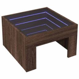 Berkfield Home Coffee Table with Infinity LED Brown Oak 50x50x30 cm - Size: 50 x 50 x 30 cm - thumbnail 3