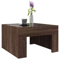 Berkfield Home Coffee Table with Infinity LED Brown Oak 50x50x30 cm - Size: 50 x 50 x 30 cm - thumbnail 5