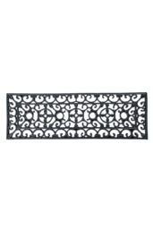 Homescapes Black Wrought Iron Effect Parisian Rubber Doormat 75 x 25cm - Size: 25 cm x 75 cm - thumbnail 1