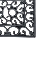 Homescapes Black Wrought Iron Effect Parisian Rubber Doormat 75 x 25cm - Size: 25 cm x 75 cm - thumbnail 3