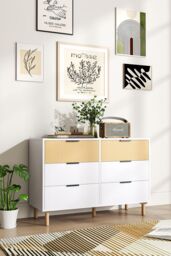 Living and Home Contemporary Wooden Storage Cabinet in White - thumbnail 1