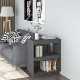 Berkfield Home Book Cabinet Grey 60x35x71 cm Solid Wood Pine - Size: 60 x 35 x 71 cm - thumbnail 1