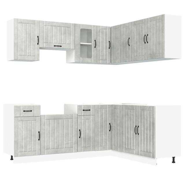 Berkfield Home 11 Piece Kitchen Cabinet Set Kalmar Concrete Grey Engineered Wood - image 1