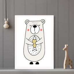 ARTZE Cute Beige Bear Scandi Animal Framed Print SIZE: A3 with White Frame - Size: A4 - thumbnail 2