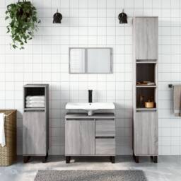 Berkfield Home 3 Piece Bathroom Furniture Set Grey Sonoma Engineered Wood - thumbnail 2