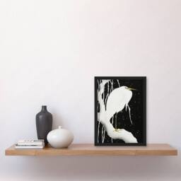 Artery8 Heron In Snow Covered Tree Branch Japanese Framed Wall Art Print Koson in Black - Size: A4 - thumbnail 4
