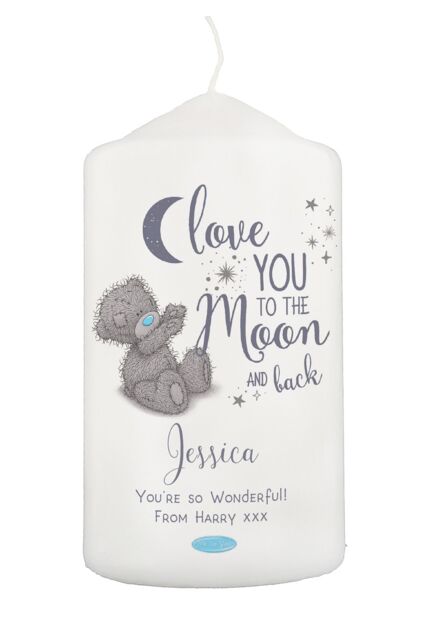 Personalised Memento Company Women's Personalised Me to You 'Love You to the Moon & Back' Pillar Candle in Off-White - image 1