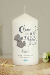Personalised Memento Company Women's Personalised Me to You 'Love You to the Moon & Back' Pillar Candle in Off-White - thumbnail 4