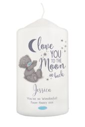 Personalised Memento Company Women's Personalised Me to You 'Love You to the Moon & Back' Pillar Candle in Off-White - thumbnail 1