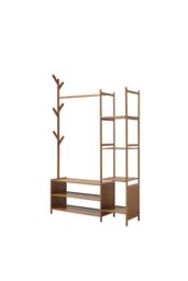 Living and Home 162CM Bamboo Clothes Garment Rack with Storage Shelves Bedroom Classic Style in Brown - thumbnail 4