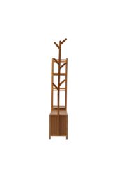 Living and Home 162CM Bamboo Clothes Garment Rack with Storage Shelves Bedroom Classic Style in Brown - thumbnail 5