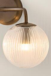 ValueLights Kempton Ribbed Glass Globe Shade 2 Arm Wall Light in Bronze - thumbnail 4