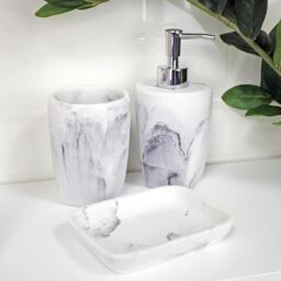 Showerdrape Octavia Grey Marble & Chrome 3 Piece Bathroom Accessory Set in White - thumbnail 1