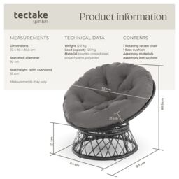 tectake Garden Chair Gargano in Black - Size: 4 Person - thumbnail 6