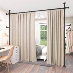 SPETLEK Room Divider Curtain Rod No Drilling, 4-10Ft in Black - Size: 1