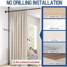 SPETLEK Room Divider Curtain Rod No Drilling, 4-10Ft in Black - Size: 1 - thumbnail 2