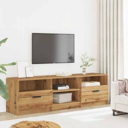 Berkfield Home TV Cabinet Artisan Oak 150x33.5x45 cm Engineered Wood in Brown - thumbnail 3
