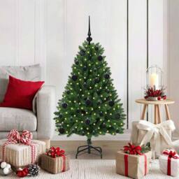 Berkfield Home Artificial Christmas Tree with Stand Green 120 cm PVC & Metal - thumbnail 1