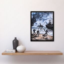 Artery8 D Day Normandy Landing 1944 WWII Watercolour Framed Wall Art in Dark Grey - Size: A4 - thumbnail 4