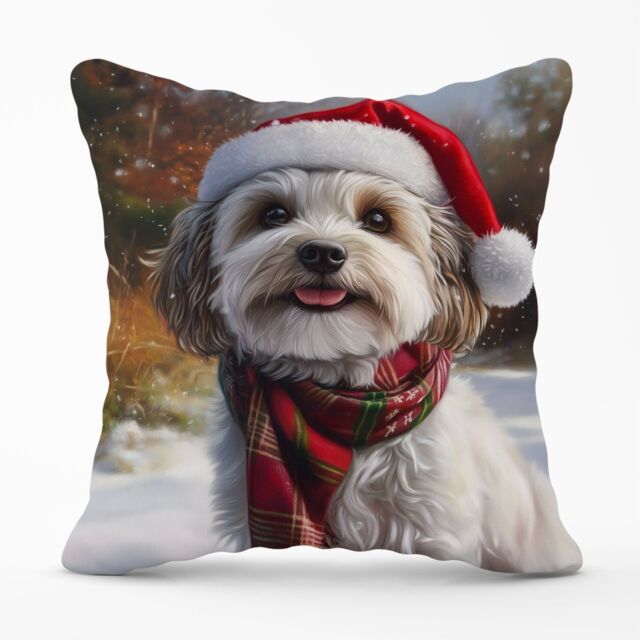 Warren Reed - Designer Christmas Havanese Cushion in Grey - Size: 45 cm x 45 cm - image 1