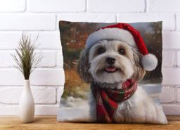 Warren Reed - Designer Christmas Havanese Cushion in Grey - Size: 45 cm x 45 cm - thumbnail 2