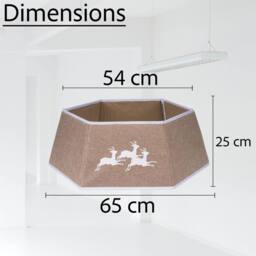 Shatchi 26.8Inch Christmas Tree Skirt Foldable Burlap Xmas Tree Stand Base Cover Collar Trunk Basket Ring for Tree Decorations in Beige - Size: 1 Pack - thumbnail 4